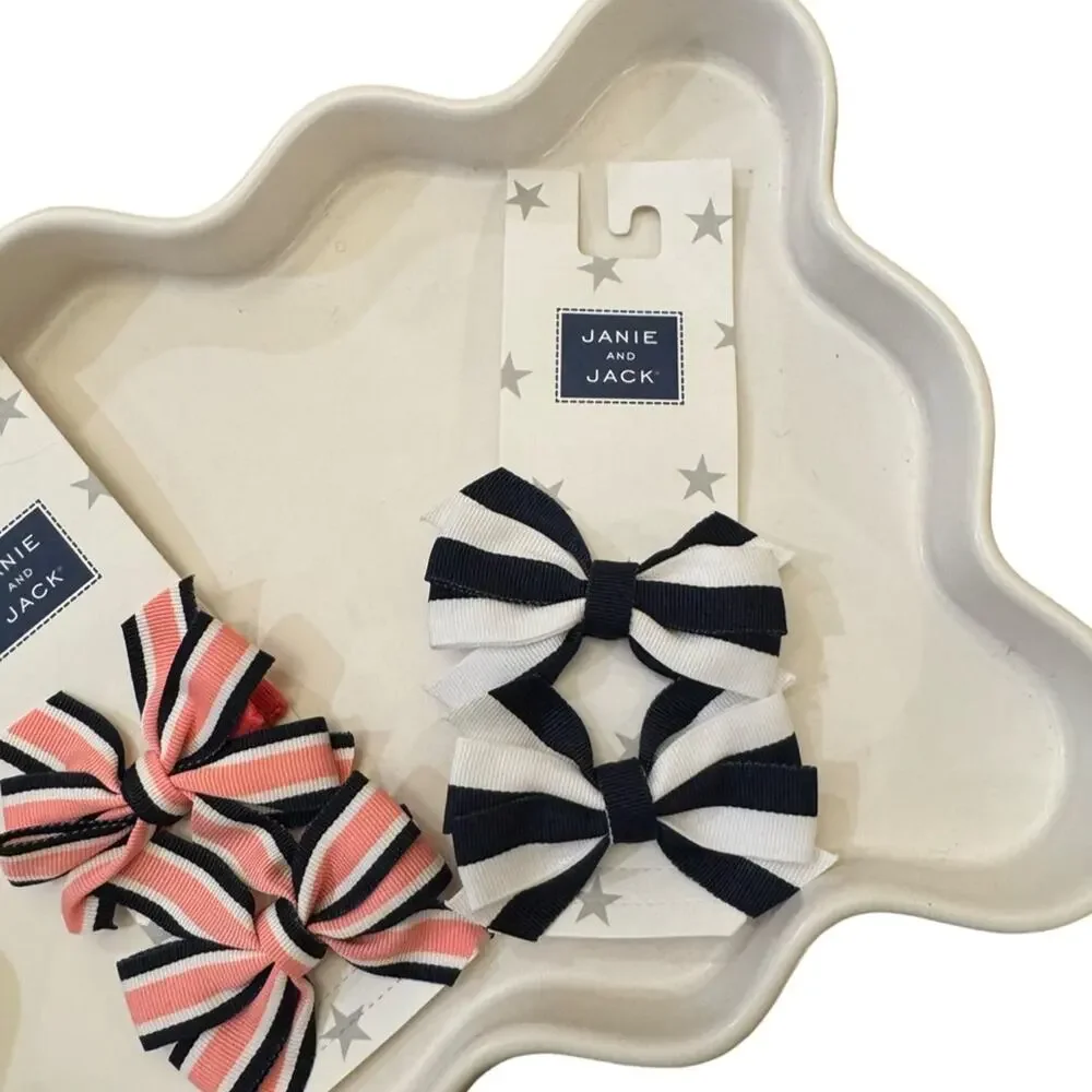 Janie and Jack Baby OS Striped Bows - Set of 2